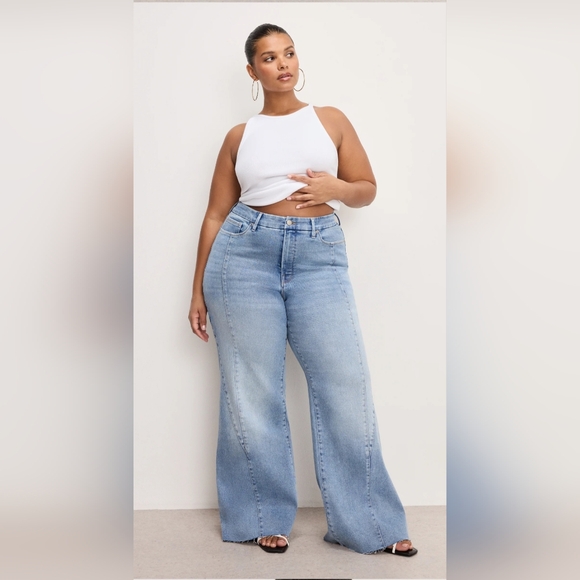 NWT GOOD AMERICAN GOOD WAIST PALAZZO JEANS. SIZE 20 - Picture 1 of 6